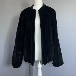 Vintage Black Fur/Faux Fur Bomber Jacket